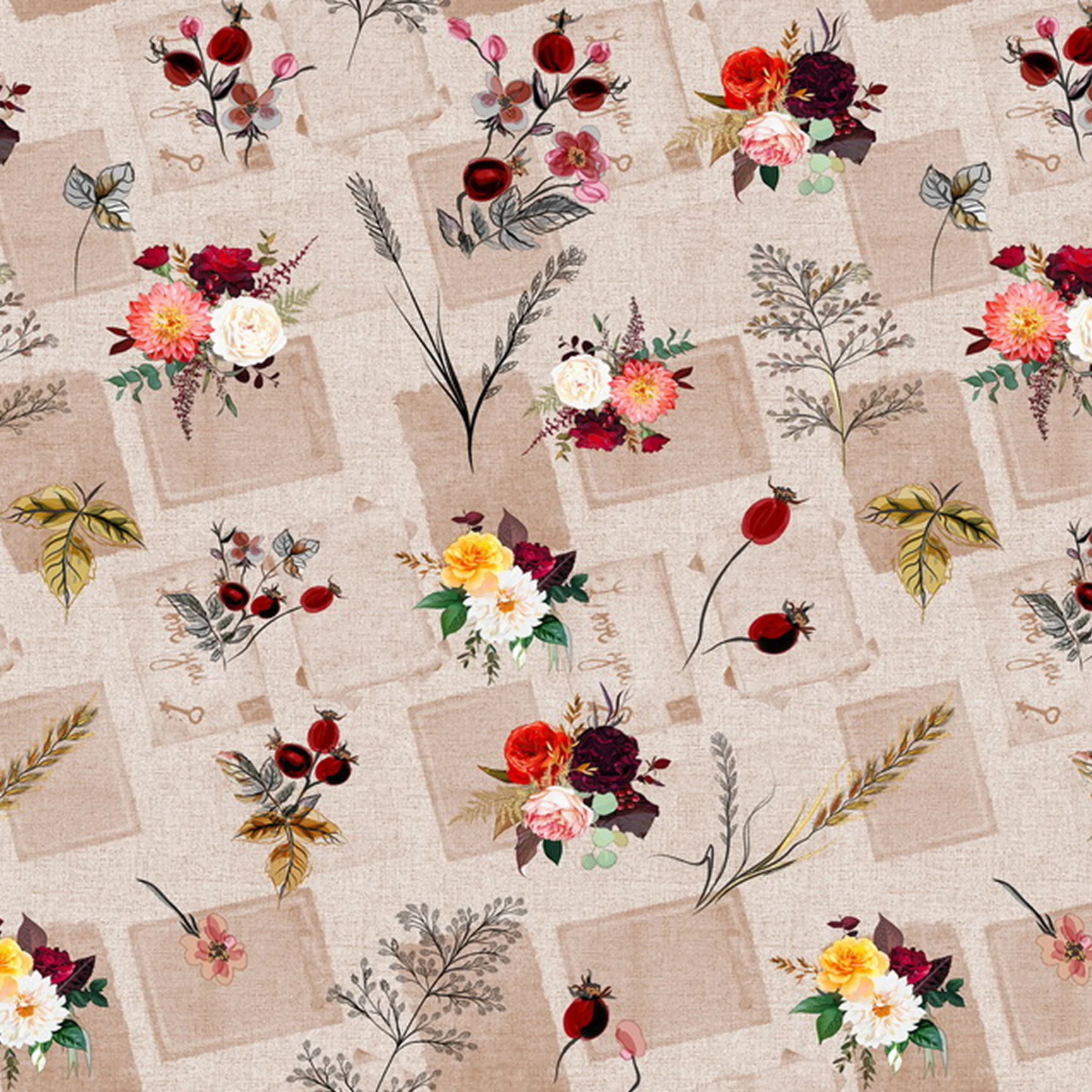 Cerata Stołowa PVC na Włókninie, Kwiaty Vintage – Styl Rustykalny