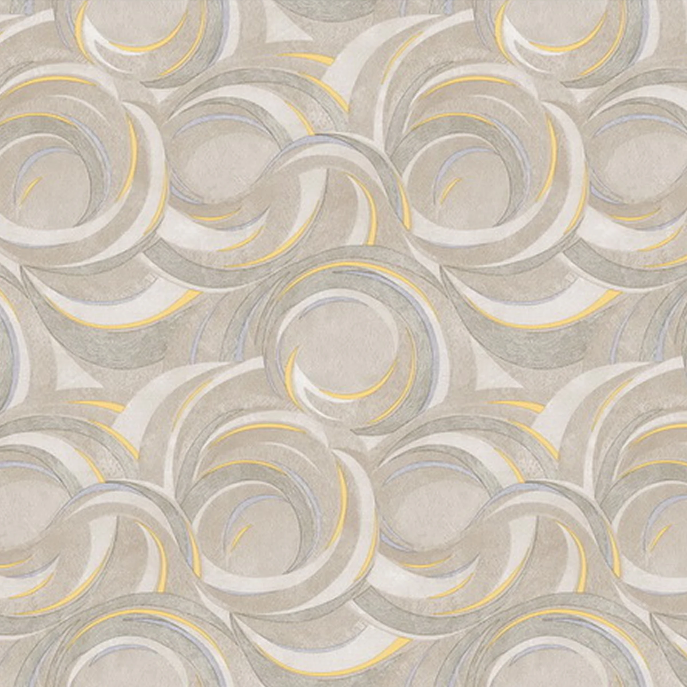 Cerata Stołowa PVC na Włókninie – Geometryczne Owalne Wzory – Szaro-Beżowa