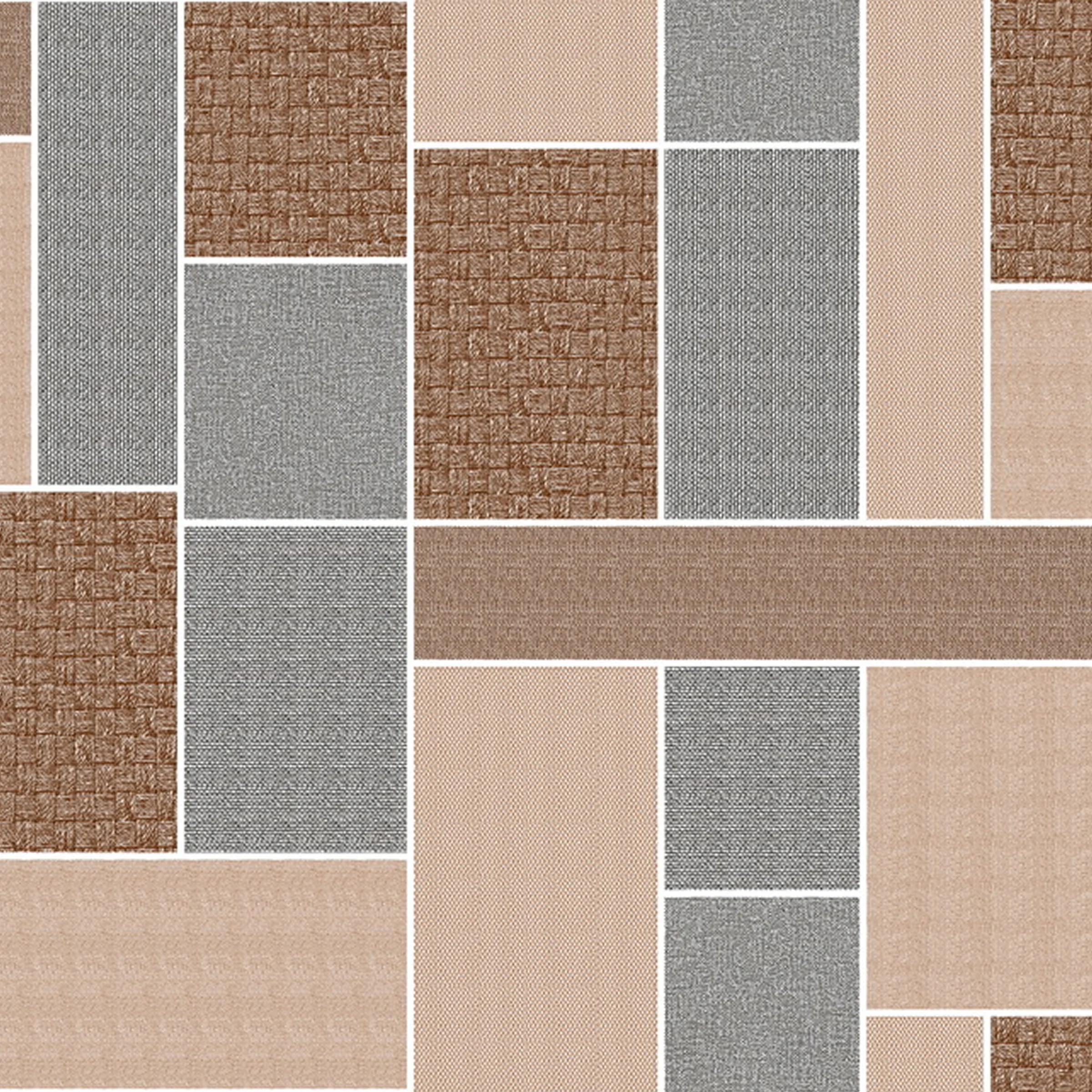 Cerata Stołowa PVC na Włókninie – Geometryczny Patchwork – Beżowo-Brązowy