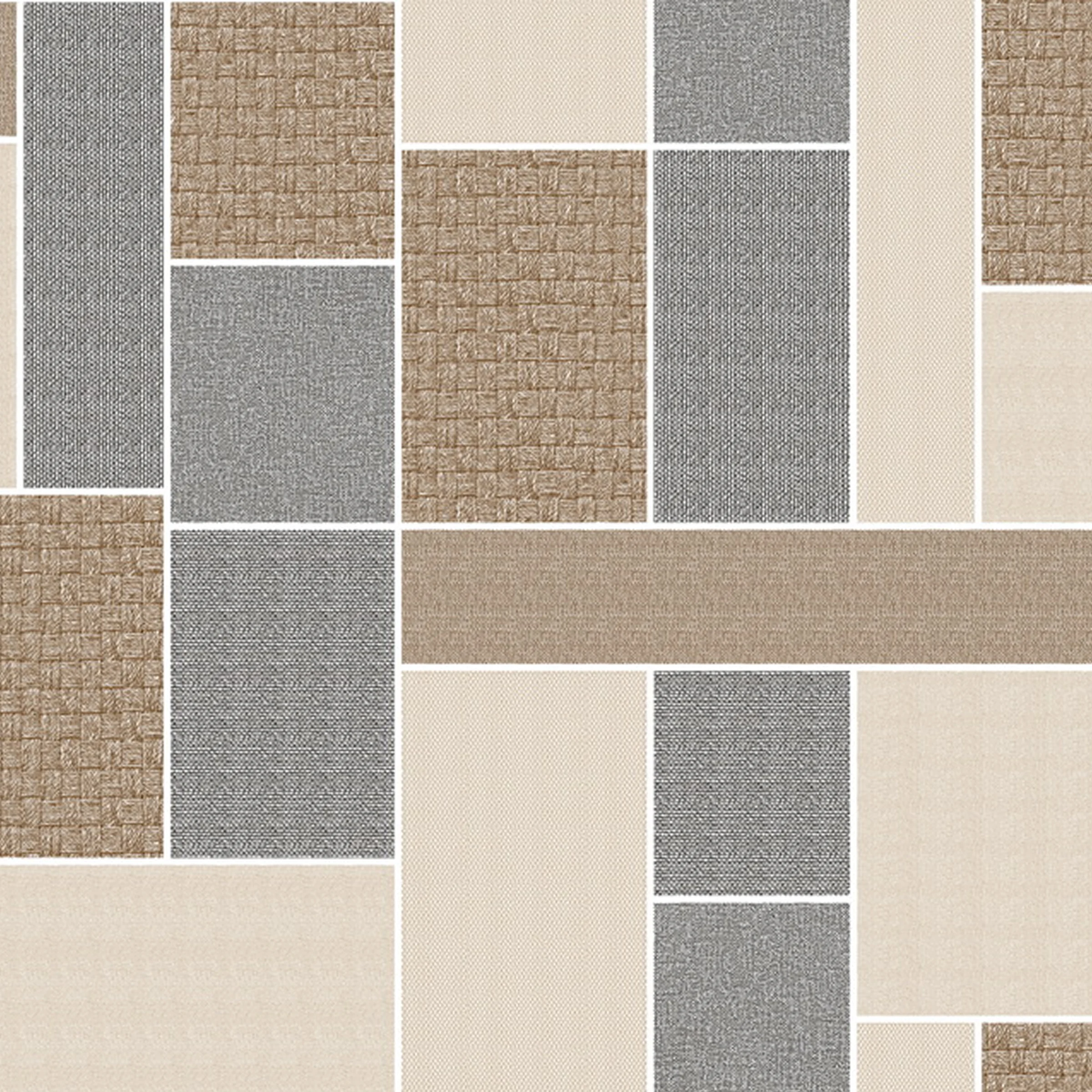 Cerata Stołowa PVC na Włókninie – Geometryczny Patchwork – Beżowo-Szary