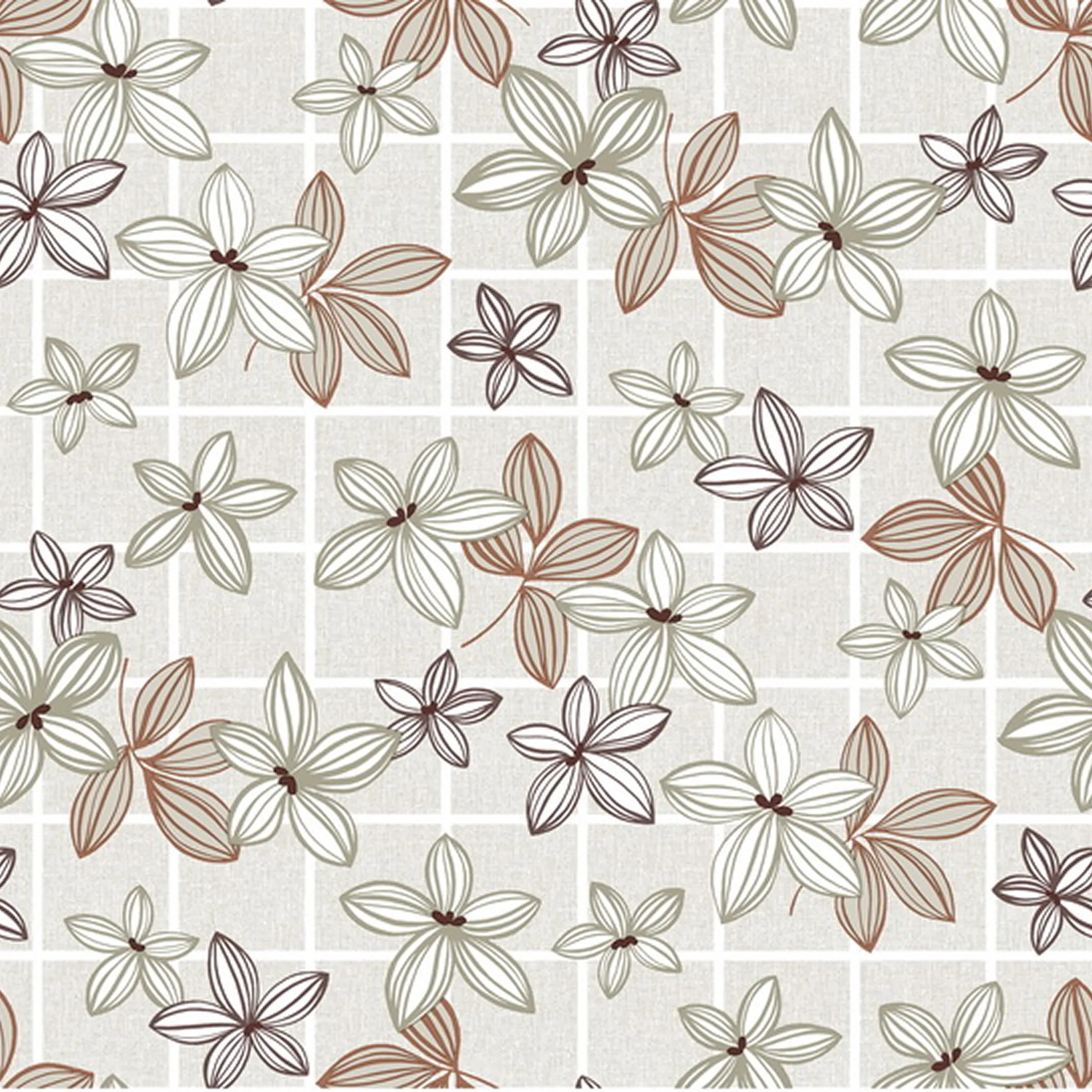 Cerata Stołowa PVC na Włókninie – Geometryczny Patchwork – Kwiaty i Żółte Akcenty