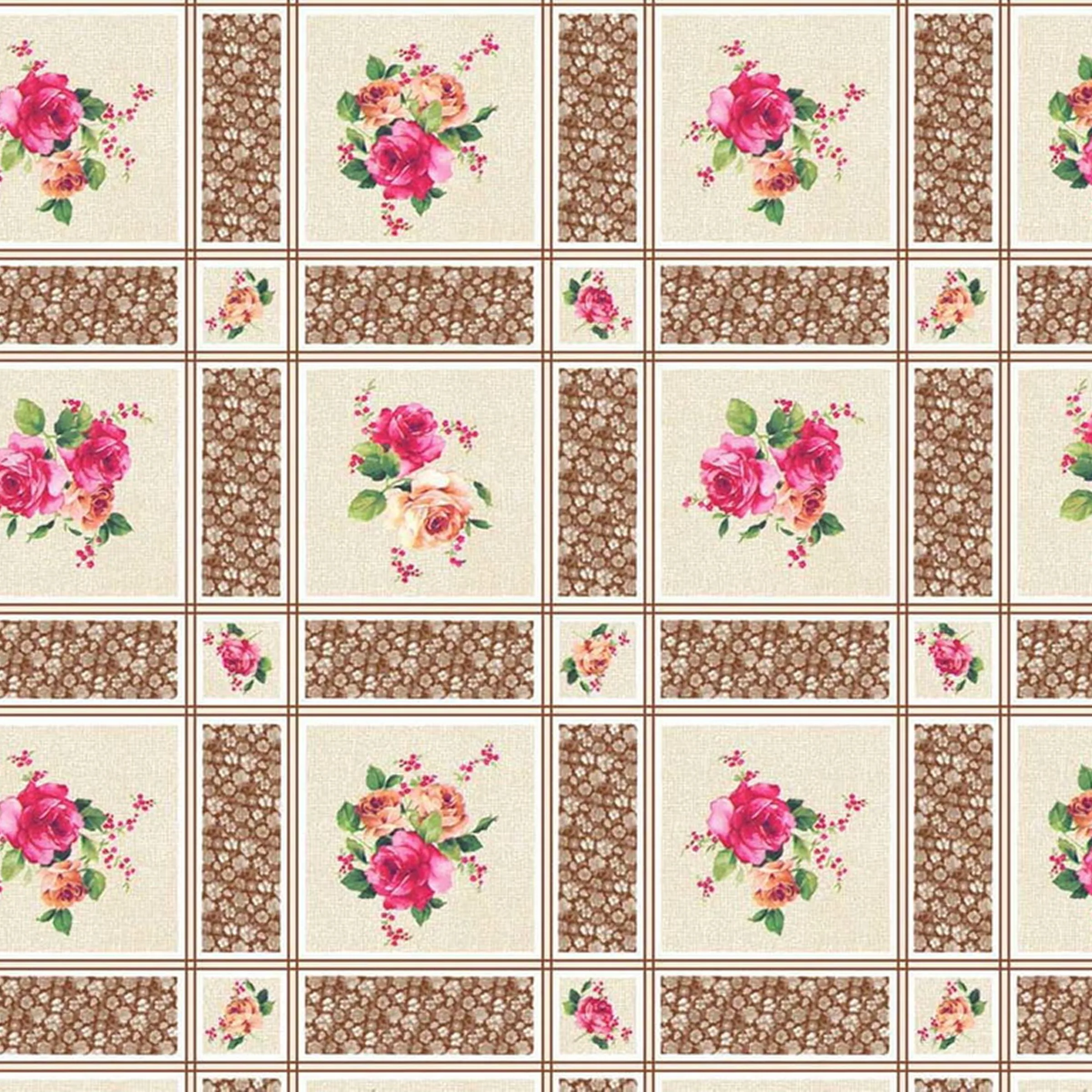 Cerata Stołowa PVC na Włókninie – Kwiaty Retro – Patchwork Kwiatowy