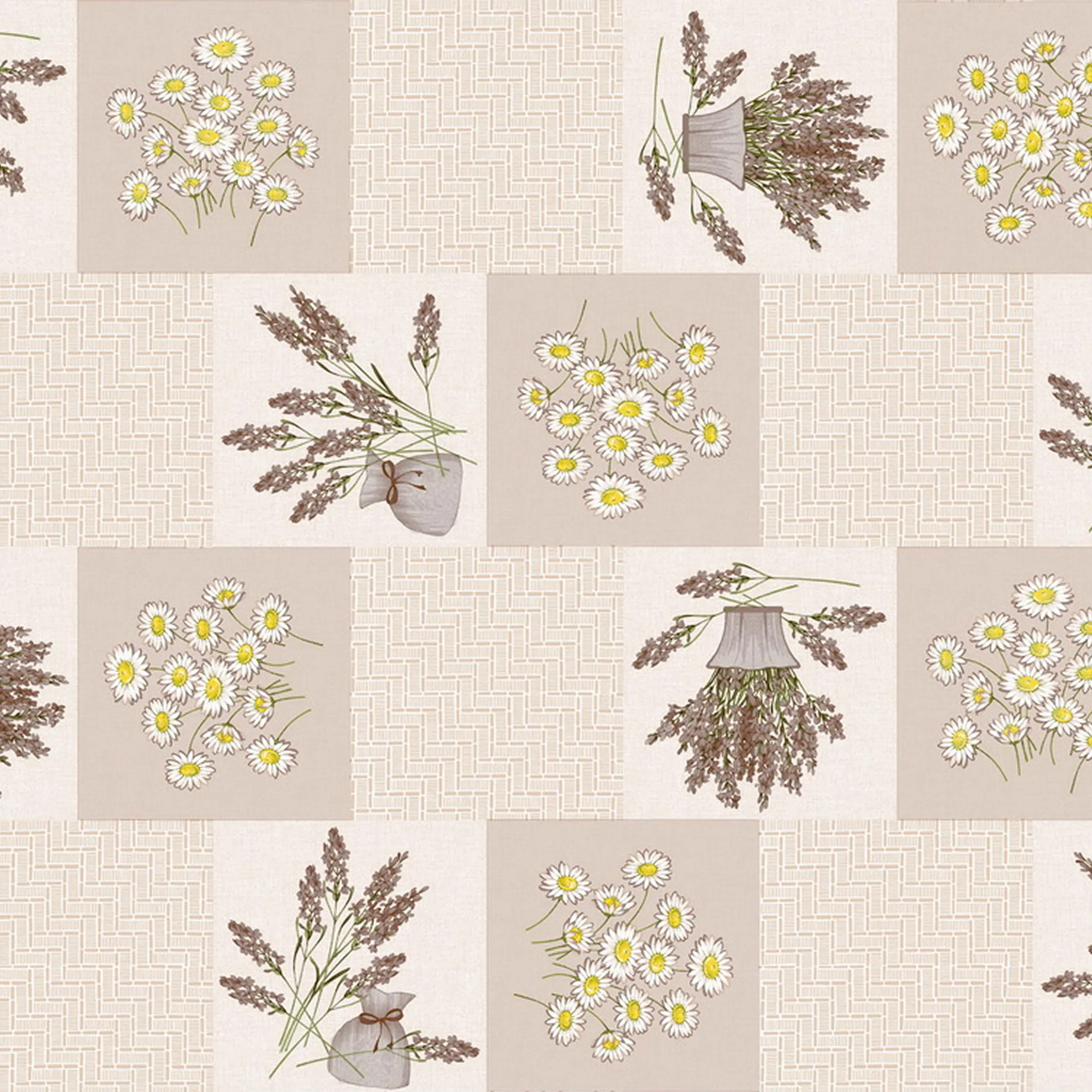 Cerata Stołowa PVC na Włókninie – Liście i Zioła – Beżowa