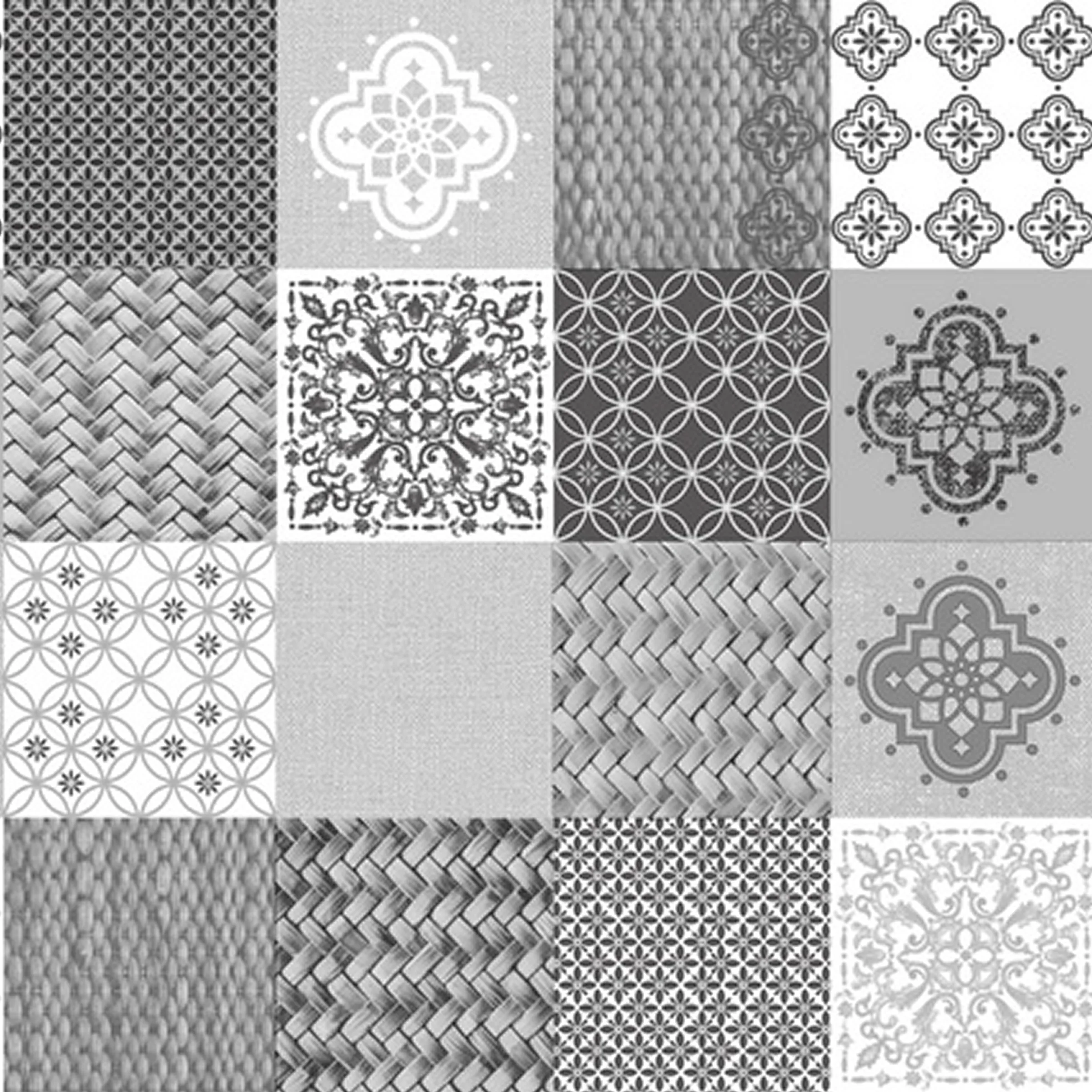 Cerata Stołowa PVC na Włókninie – Patchwork Geometryczny – Szaro-Biały